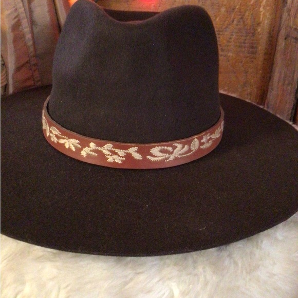 RARE  🤩Wyeth chocolate leather rancher hat - Picture 2 of 7